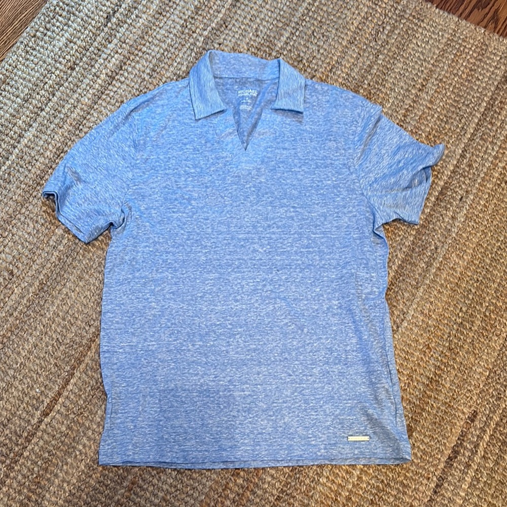 Michael Kors Blue Polo Shirt Casual Knit
